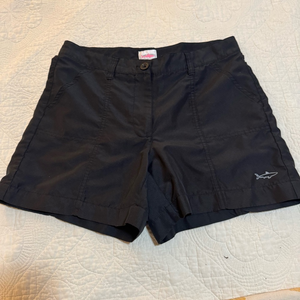 Women's Black Shark Embroidered Cargo Shorts